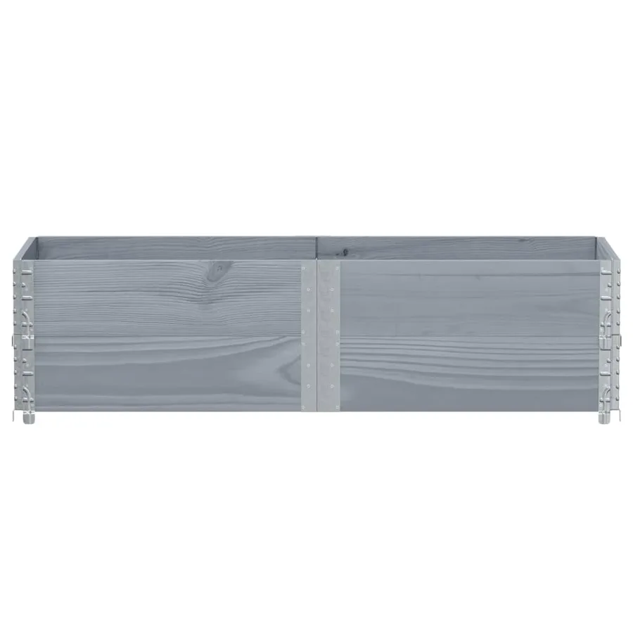Jardinière gris 150x50 cm bois massif de pin - 3