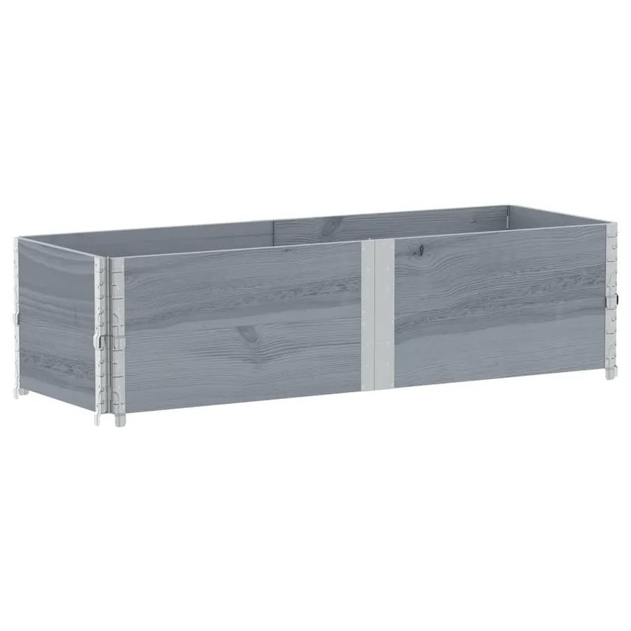 Jardinière gris 150x50 cm bois massif de pin - 5