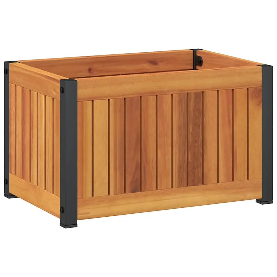 Jardinière 45x30x27,5 cm bois massif d'acacia et acier - 6