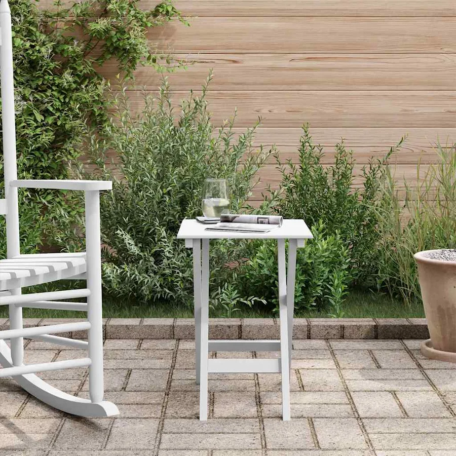 Table d’appoint pliable blanc bois de peuplier massif - 3