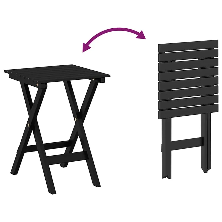 Table d’appoint pliable noir bois de peuplier massif - 8