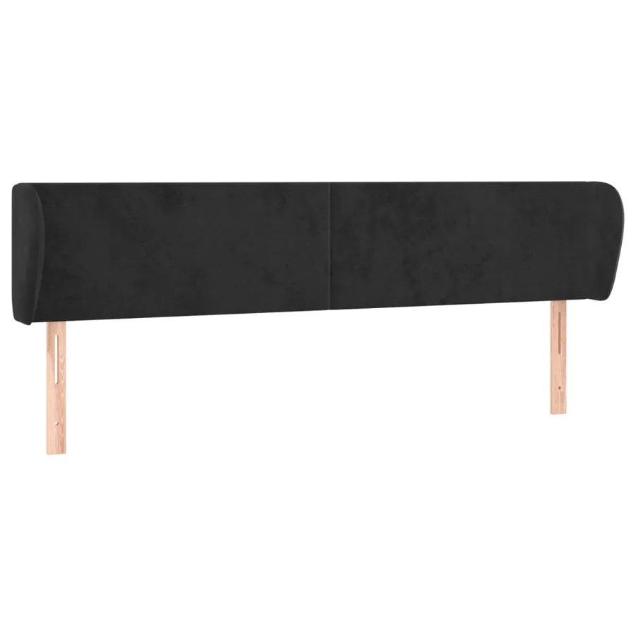 Tête de lit avec oreilles Noir 183x23x78/88 cm Velours - 2