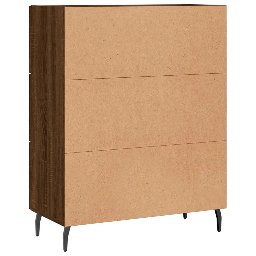 Buffet chêne marron 69,5x34x90 cm bois d'ingénierie - 8