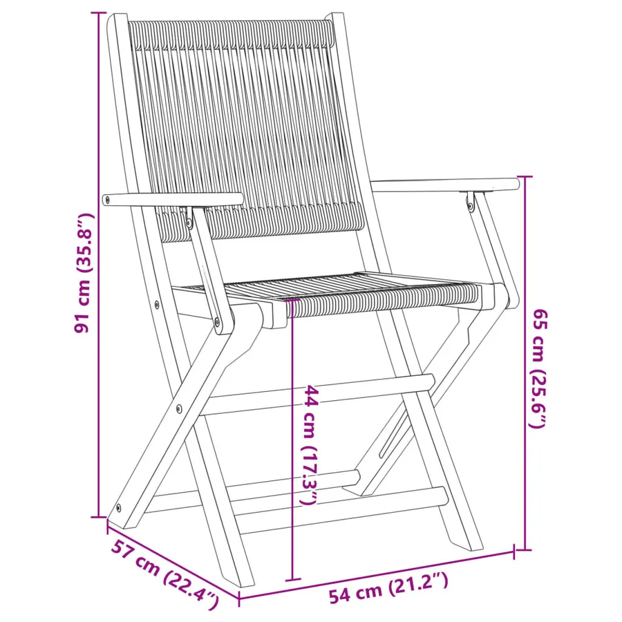 Chaises de jardin pliantes lot de 6 beige bois d'acacia massif - 10