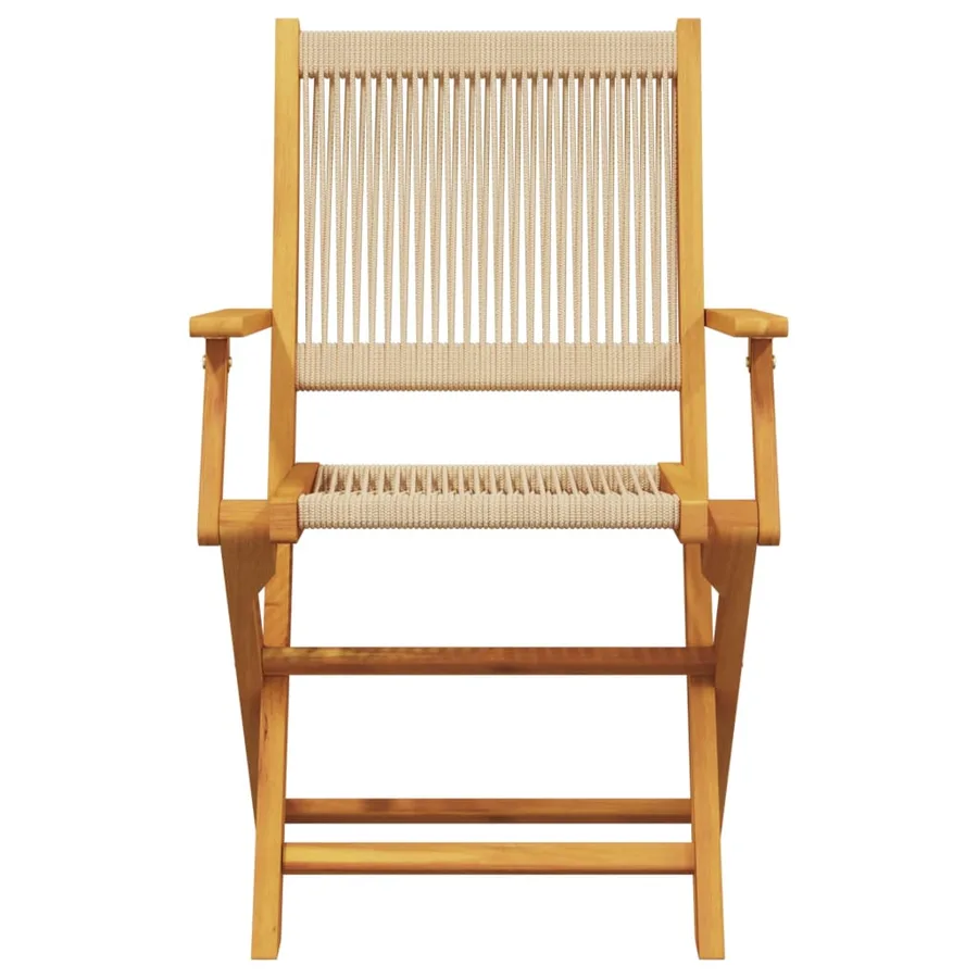 Chaises de jardin pliantes lot de 6 beige bois d'acacia massif - 4