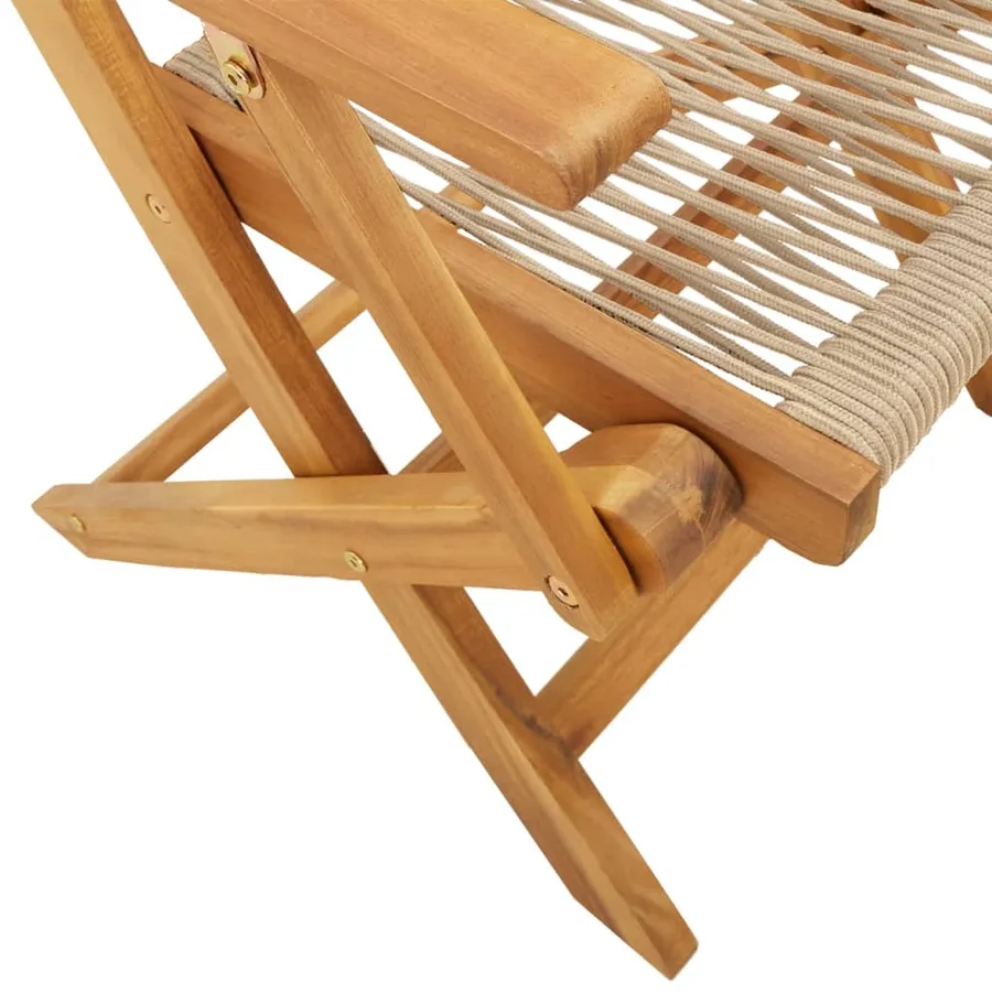 Chaises de jardin pliantes lot de 6 beige bois d'acacia massif - 8