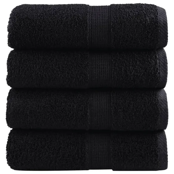 Serviettes de toilette Premium SOLUND 4 pièces Noir 30 x 30 cm 600 g/m²