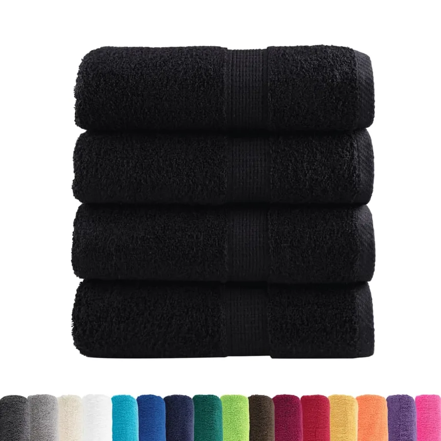 Serviettes de toilette Premium SOLUND 4 pièces Noir 30 x 30 cm 600 g/m² - 2