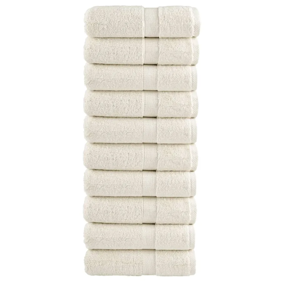 Serviettes de toilette premium SOLUND 10 pièces Crème 30 x 30 cm 600 g/m²