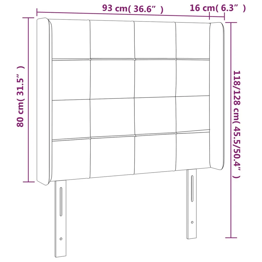 Tête de lit avec oreilles Rose 93x16x118/128 cm Velours - 9