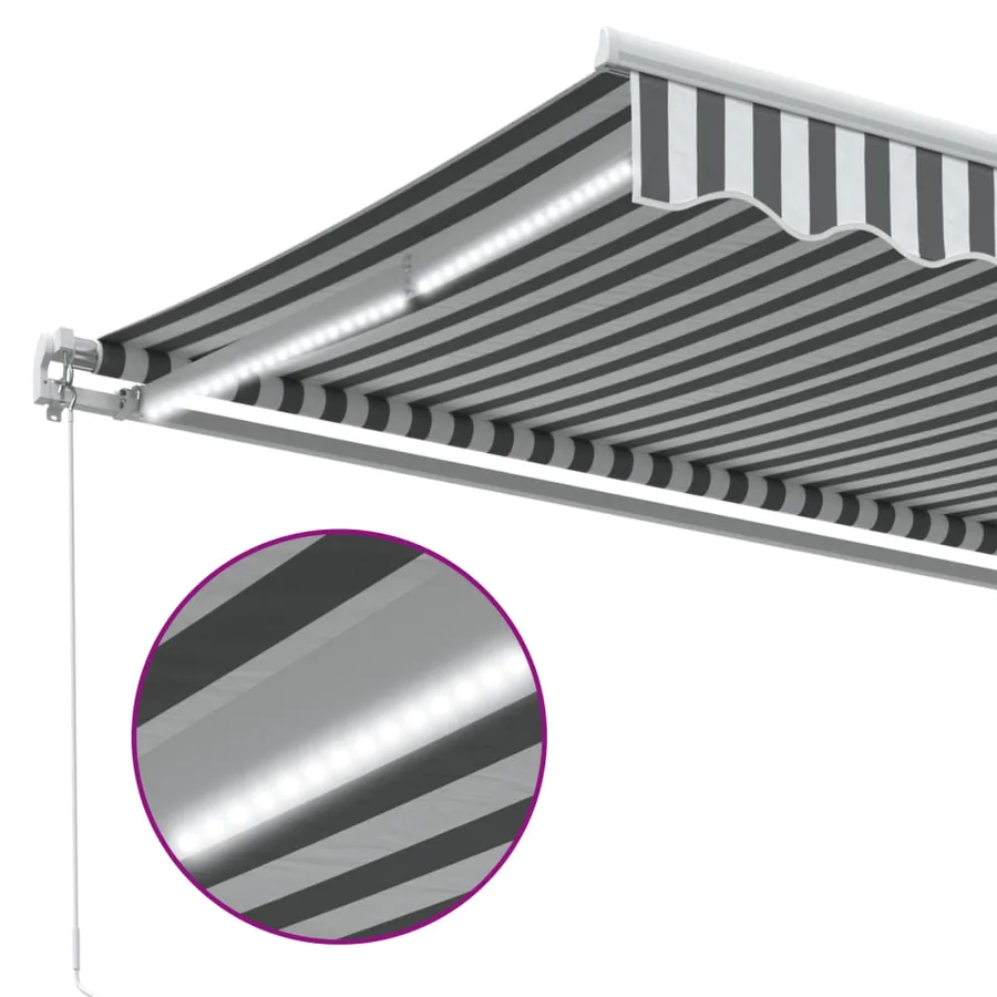 Auvent manuel rétractable avec LED anthracite blanc 350x250 cm - 7