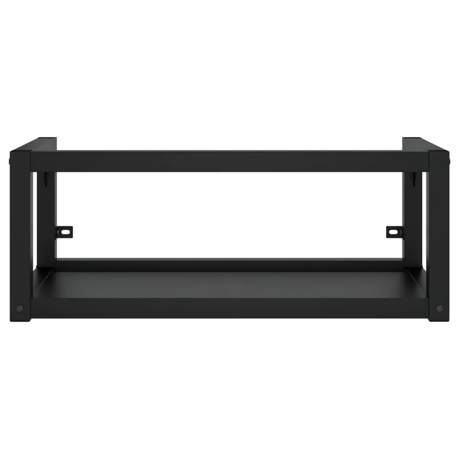 Cadre de lavabo de salle de bain mural Noir 79x38x31 cm Fer - 3