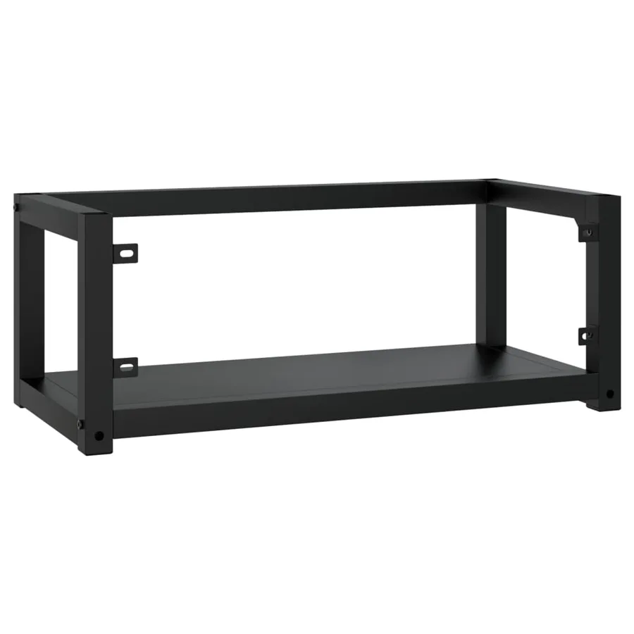 Cadre de lavabo de salle de bain mural Noir 79x38x31 cm Fer - 5