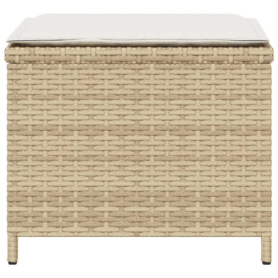 Tabourets de jardin avec coussins lot de 4 beige résine tressée - 6