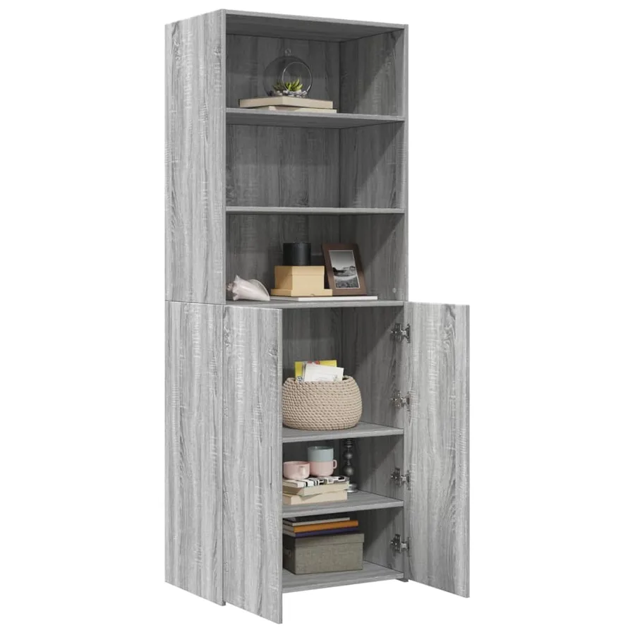 Buffet haut sonoma gris 70x42,5x185 cm bois d'ingénierie - 7