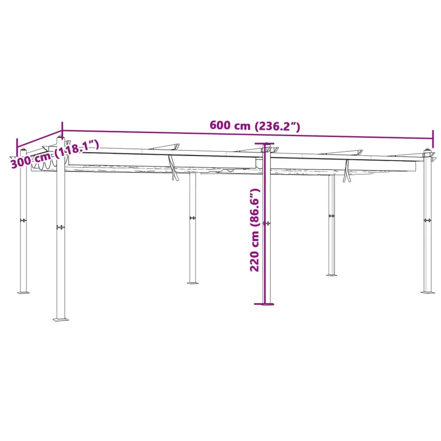 Tonnelle avec toit rétractable anthracite 3x6 m aluminium - 11