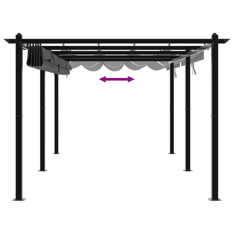Tonnelle avec toit rétractable anthracite 3x6 m aluminium - 7