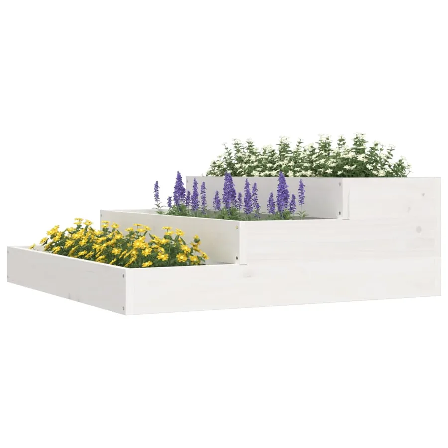 Jardinière Blanc 78x78x27 cm Bois massif de pin - 3