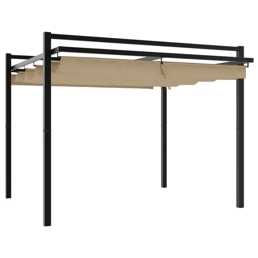 Tonnelle de jardin avec toit rétractable taupe 3x3 m aluminium - 2