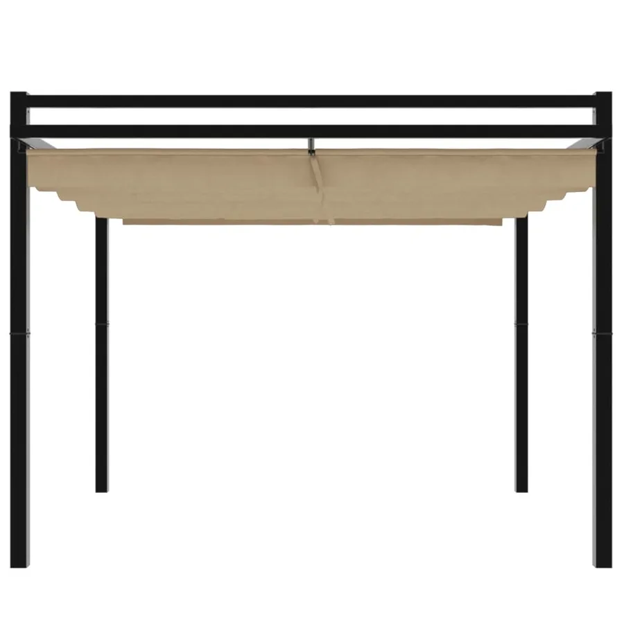 Tonnelle de jardin avec toit rétractable taupe 3x3 m aluminium - 4