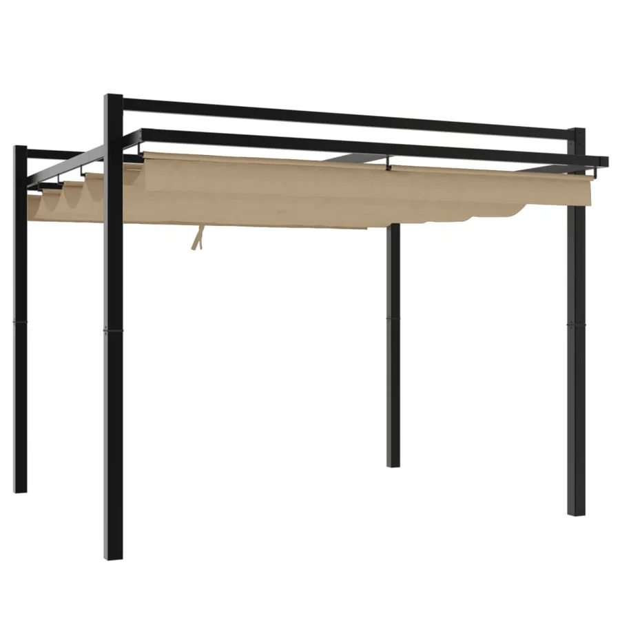 Tonnelle de jardin avec toit rétractable taupe 3x3 m aluminium - 6