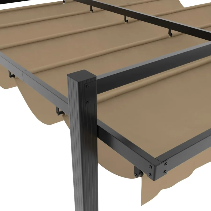 Tonnelle de jardin avec toit rétractable taupe 3x3 m aluminium - 7