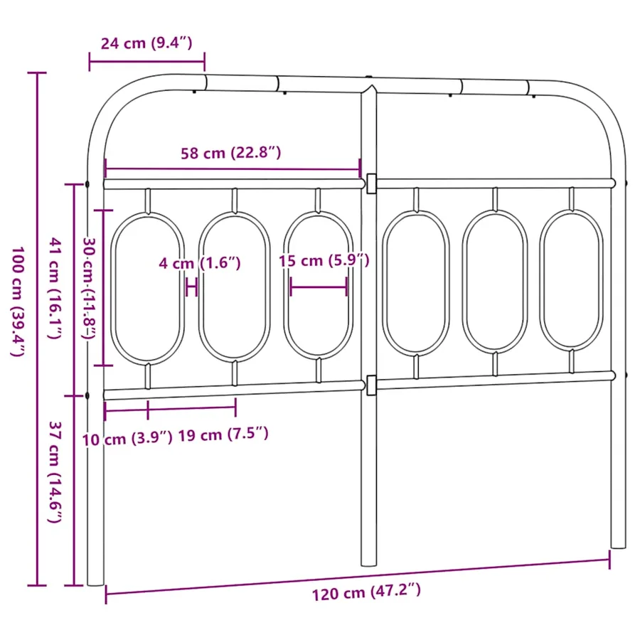 Tête de lit de remplacement métal noir 120 cm - 6
