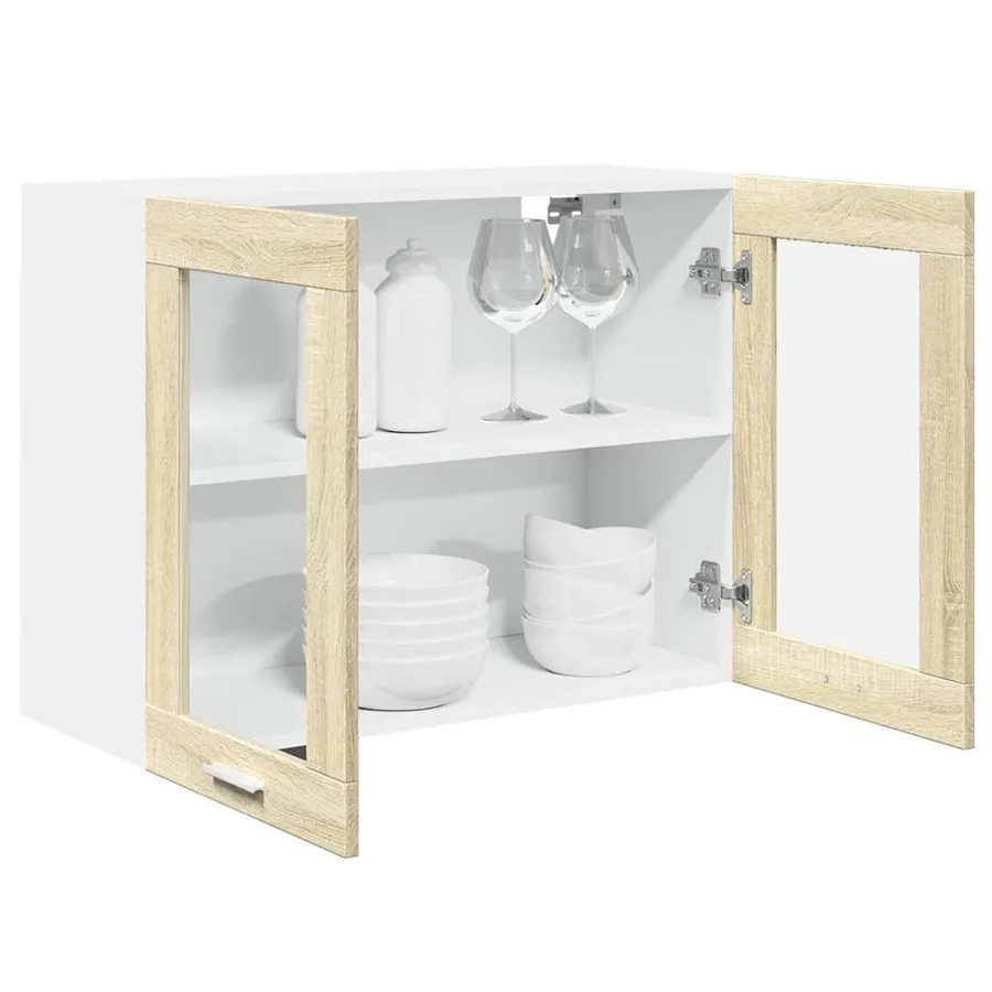 Vitrine suspendue "Lyon" Chêne Sonoma 80 x 31 x 60 cm Bois d'ingénierie - 4