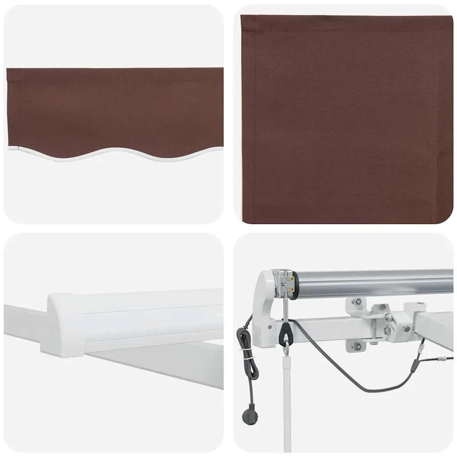 Auvent rétractable automatique avec LED marron 450x300 cm - 12