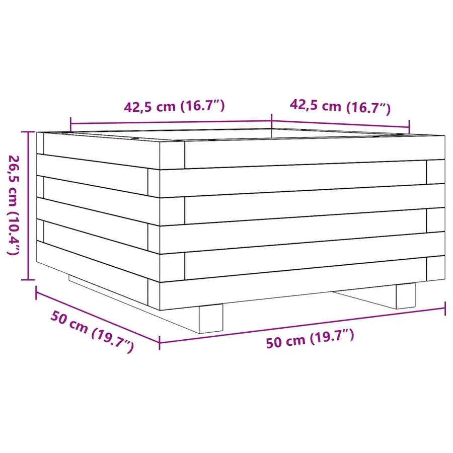 Jardinière blanc 50x50x26,5 cm bois de pin massif - 10