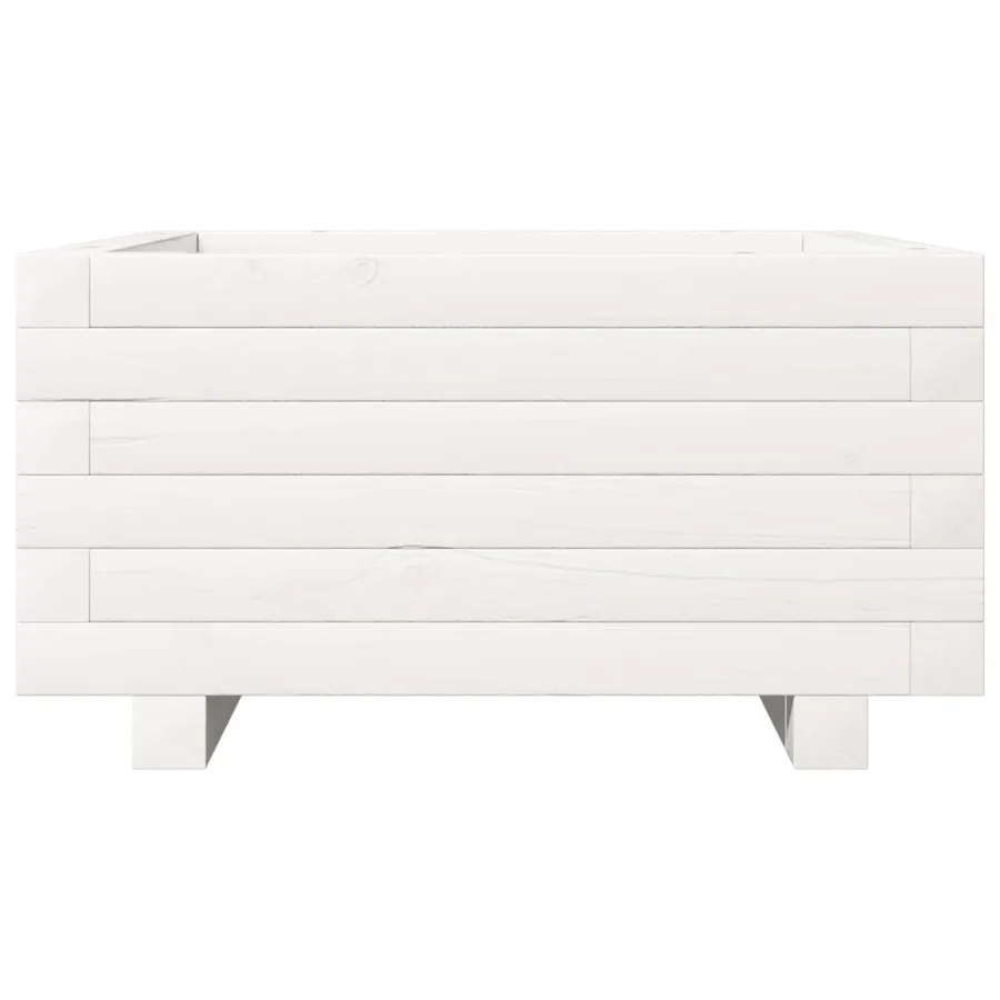 Jardinière blanc 50x50x26,5 cm bois de pin massif - 5