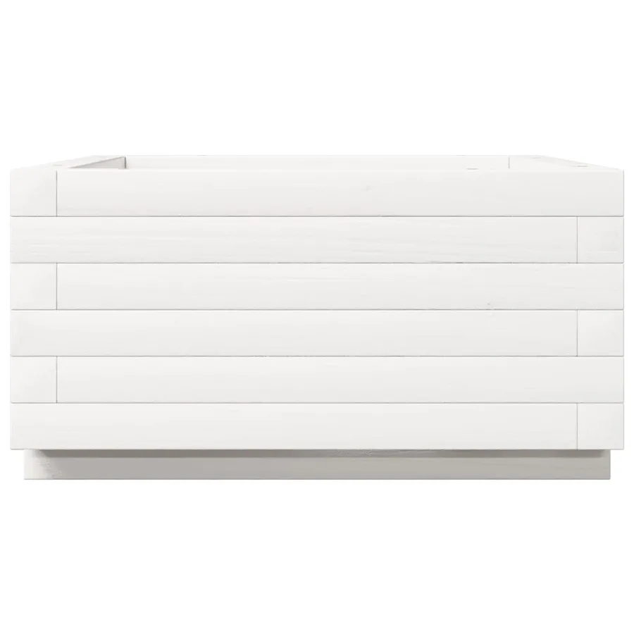 Jardinière blanc 50x50x26,5 cm bois de pin massif - 6