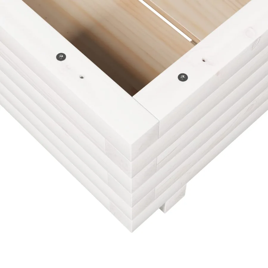 Jardinière blanc 50x50x26,5 cm bois de pin massif - 8