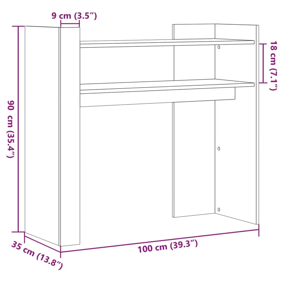 Table console gris béton 100x35x90 cm bois d'ingénierie - 8