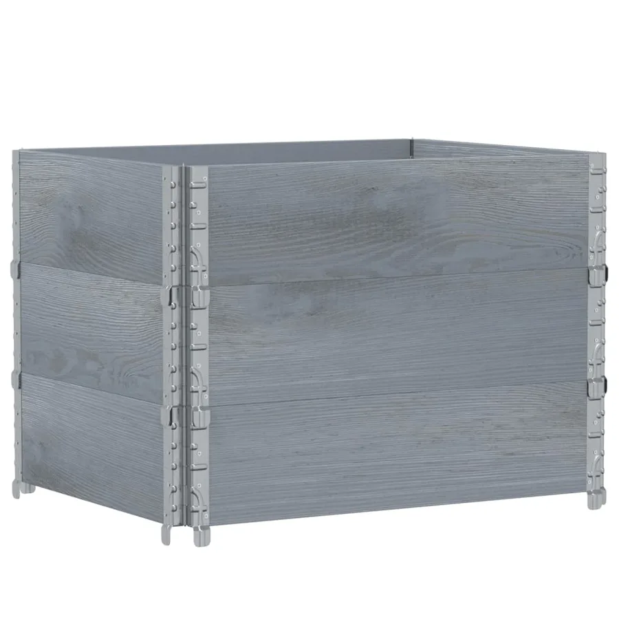 Jardinière gris 80x60 cm bois massif de pin - 2