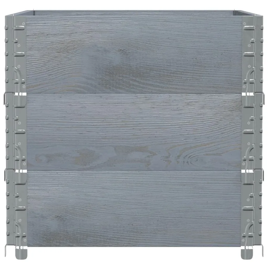 Jardinière gris 80x60 cm bois massif de pin - 4