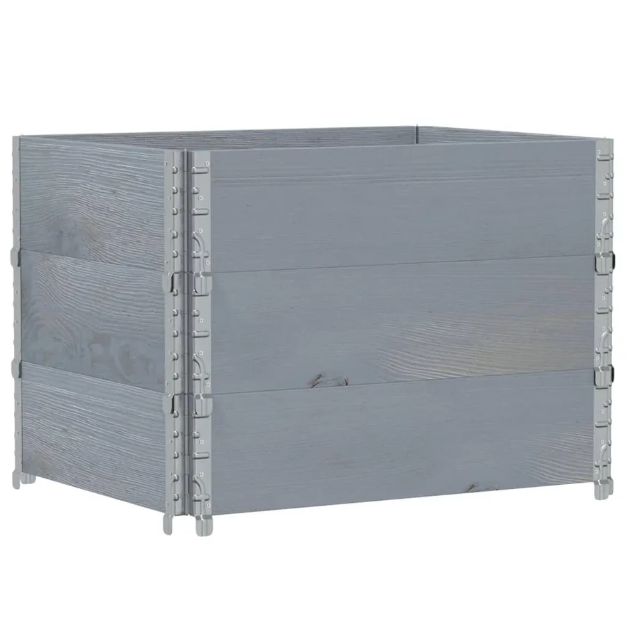 Jardinière gris 80x60 cm bois massif de pin - 5