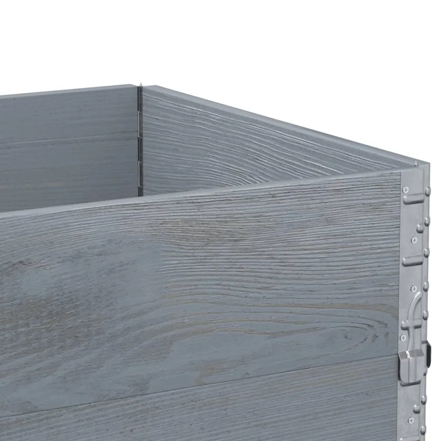 Jardinière gris 80x60 cm bois massif de pin - 7