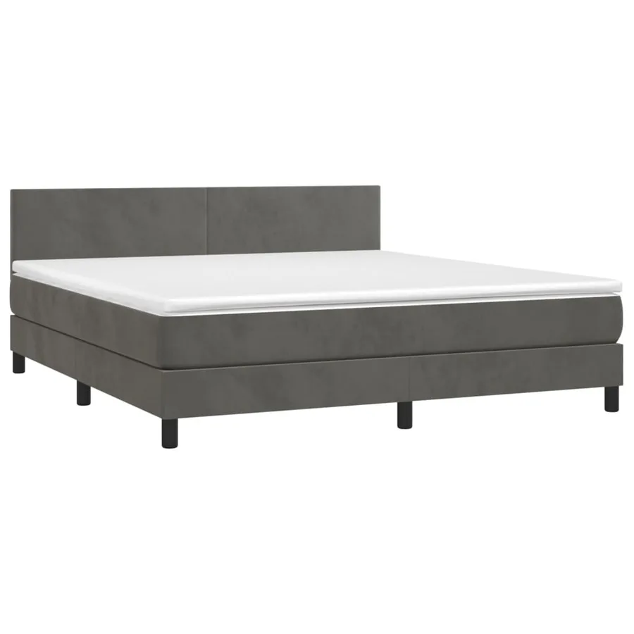 Sommier à lattes de lit avec matelas LED Gris foncé 160x200 cm - 4