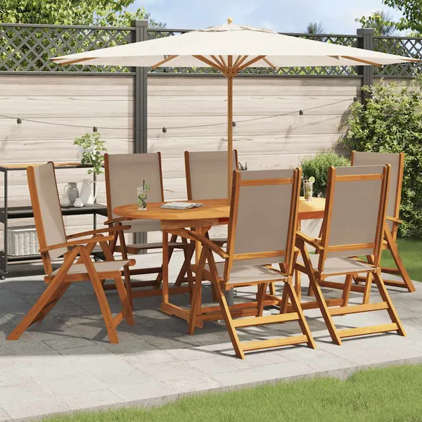 Chaises pliables de jardin lot de 6 bois d'acacia et textilène