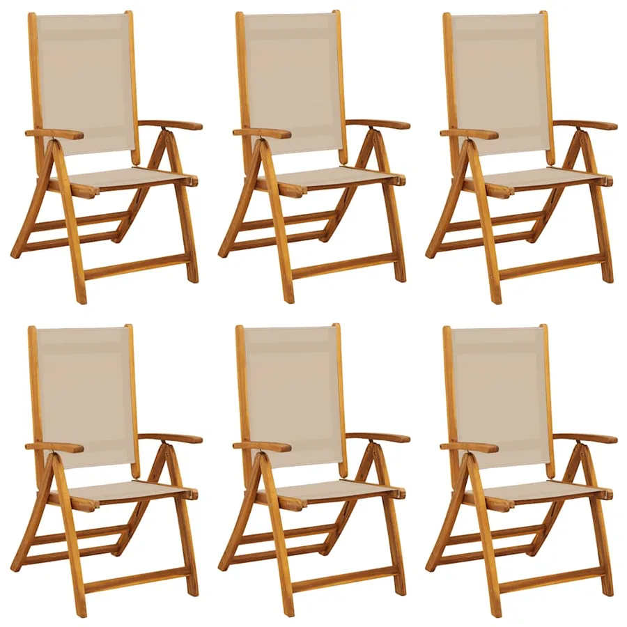 Chaises pliables de jardin lot de 6 bois d'acacia et textilène - 2