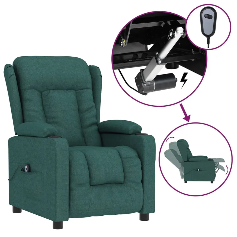 Fauteuil inclinable électrique Vert foncé Tissu - 2