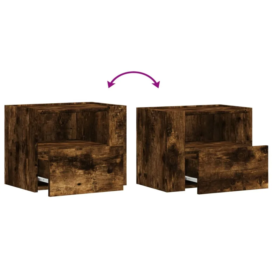 Table de chevet murale chêne fumé 45x30x35 cm - 8