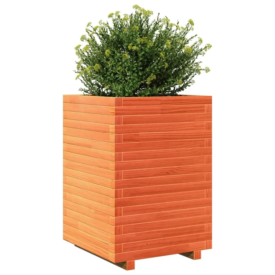 Jardinière cire marron 50x50x72 cm bois de pin massif - 4