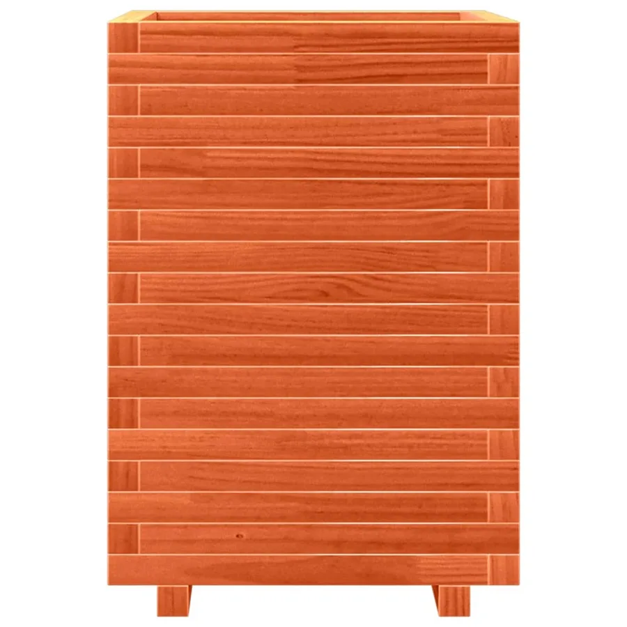Jardinière cire marron 50x50x72 cm bois de pin massif - 5