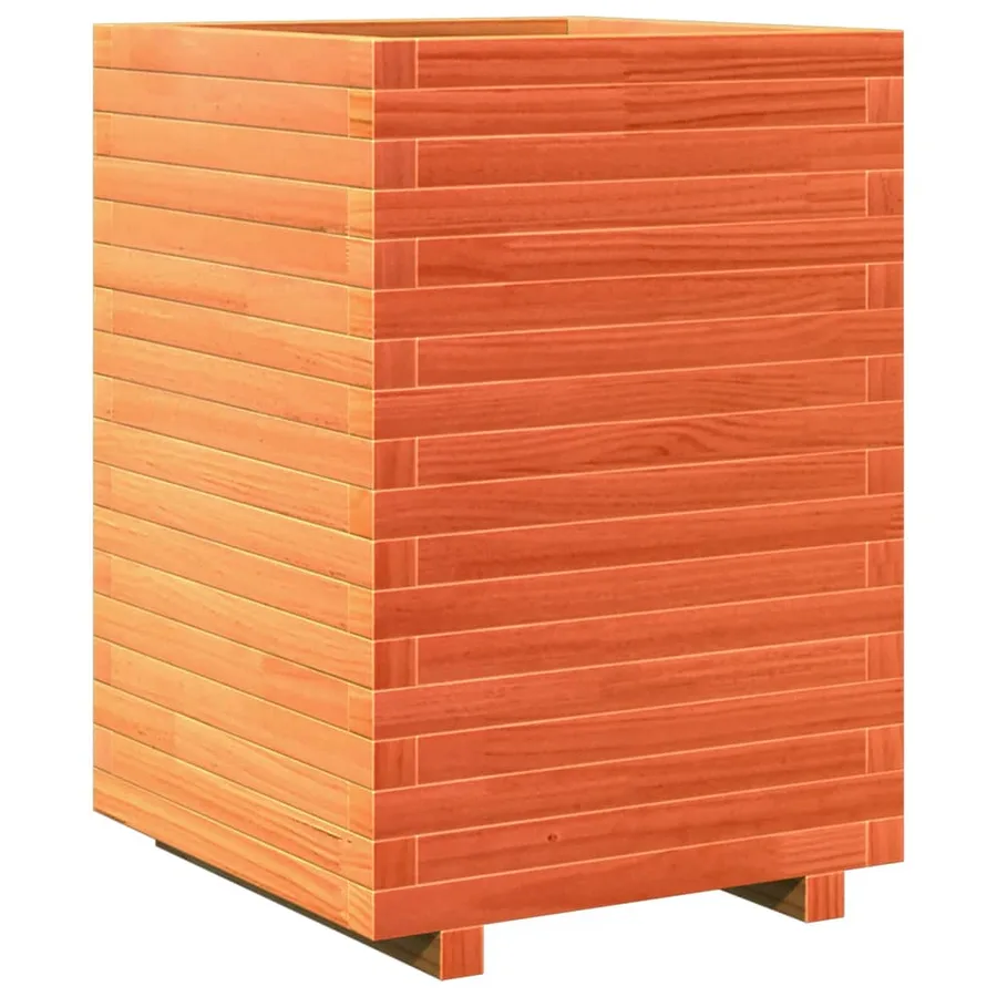 Jardinière cire marron 50x50x72 cm bois de pin massif - 7