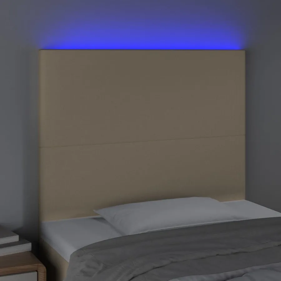 Tête de lit à LED Crème 80x5x118/128 cm Tissu - 3