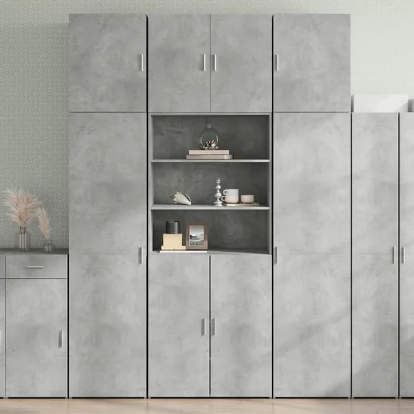 Buffet haut gris béton 80x42,5x249 cm bois d'ingénierie