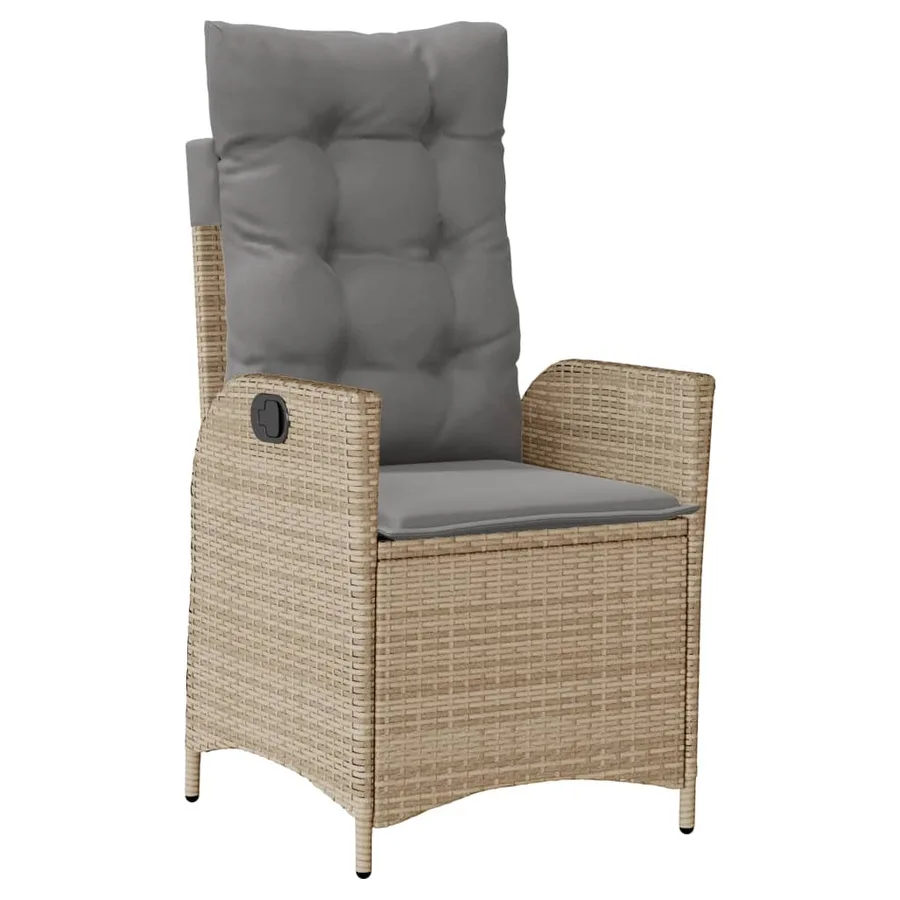 Chaise inclinable de jardin coussins mélange beige poly rotin - 2