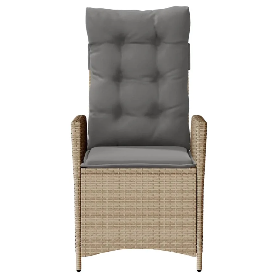 Chaise inclinable de jardin coussins mélange beige poly rotin - 4